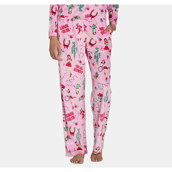 Holiday Time Pink Christmas Cowboy Fleece Pajama Lounge Pants Women’s Plus 3X - Picture 1 of 11